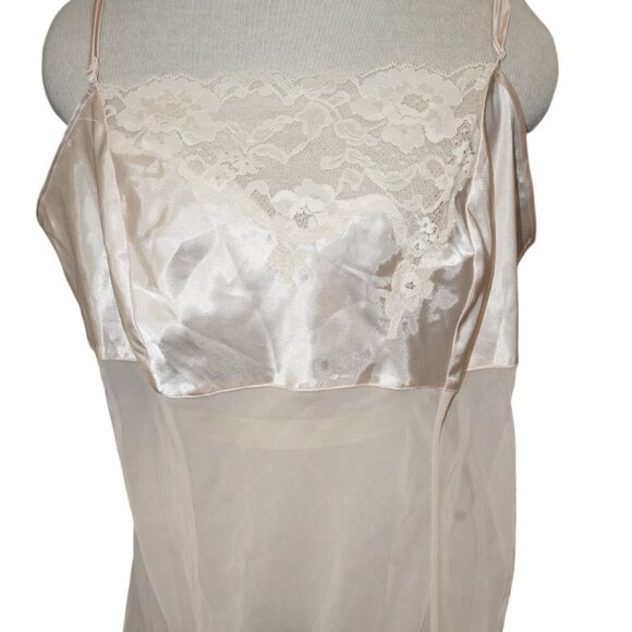 Cacique Babydoll Nightie Neglige Shimmery Gold Beige Ruffly Sissy 18/20 - Picture 1 of 14
